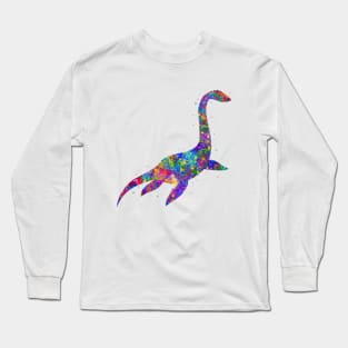 Plesiosaurus dinosaur watercolor Long Sleeve T-Shirt